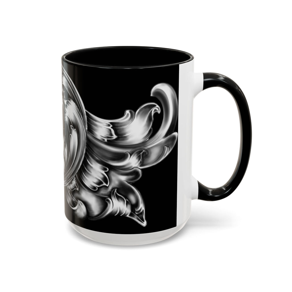 Elegant Black & Silver Accent Coffee Mug - Decorative Drinkware for Home, Office, Gift Idea, Unique Design, Coffee Lover's Mug