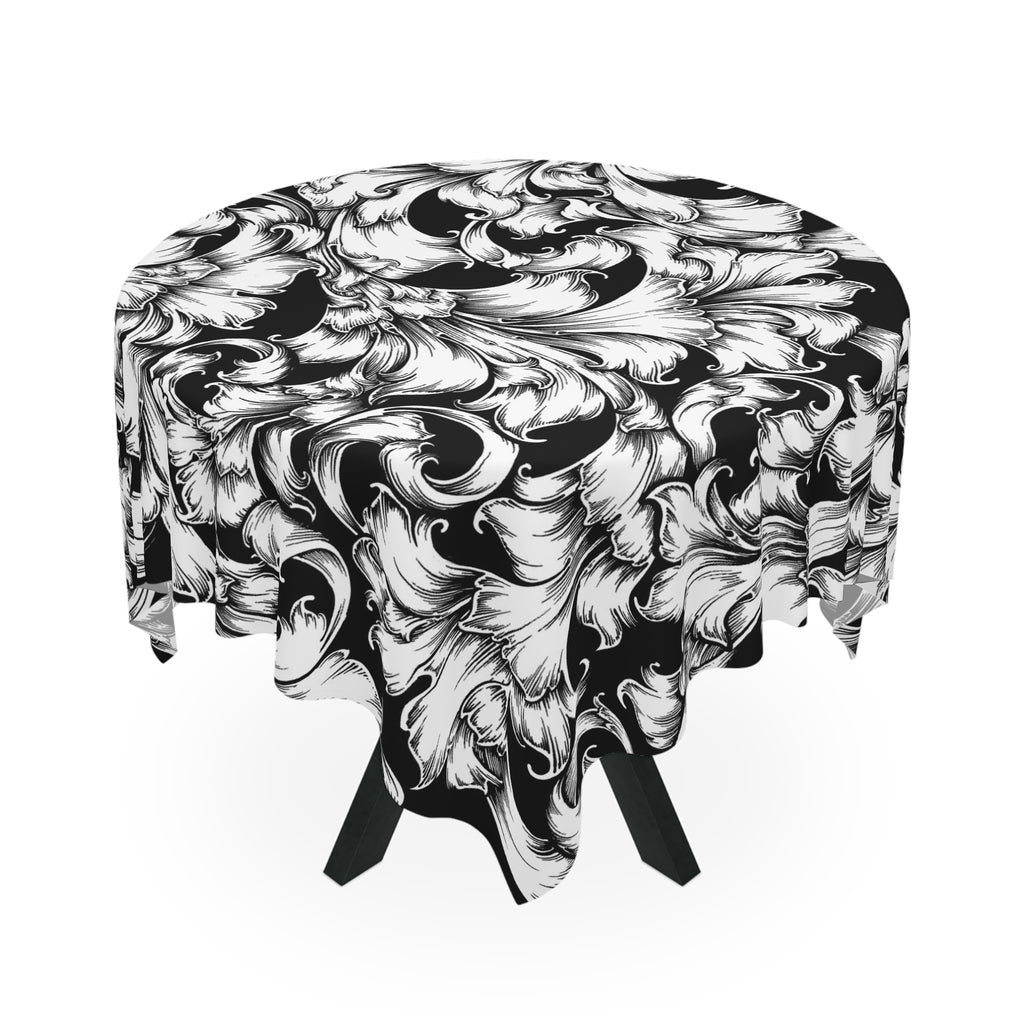 Elegant Floral Tablecloth - Perfect for Dining, Weddings, Events, Home Decor, Black and White Decor