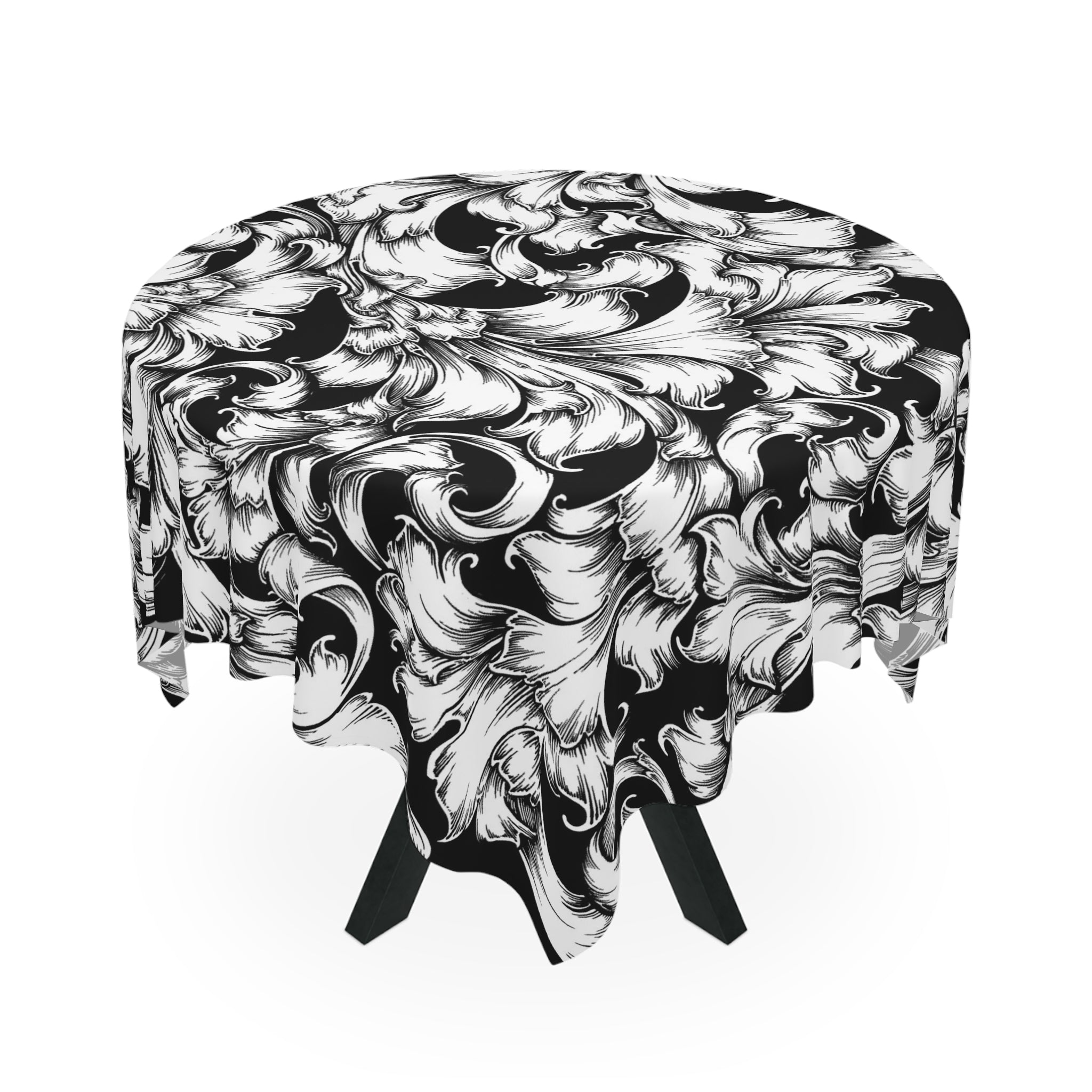 Elegant Floral Tablecloth - Perfect for Dining, Weddings, Events, Home Decor, Black and White Decor