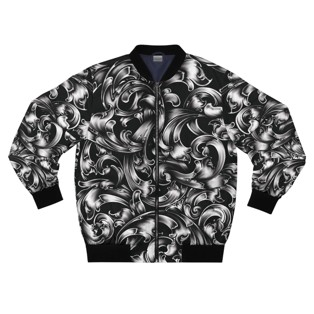 Swirling Monochrome Bomber Jacket