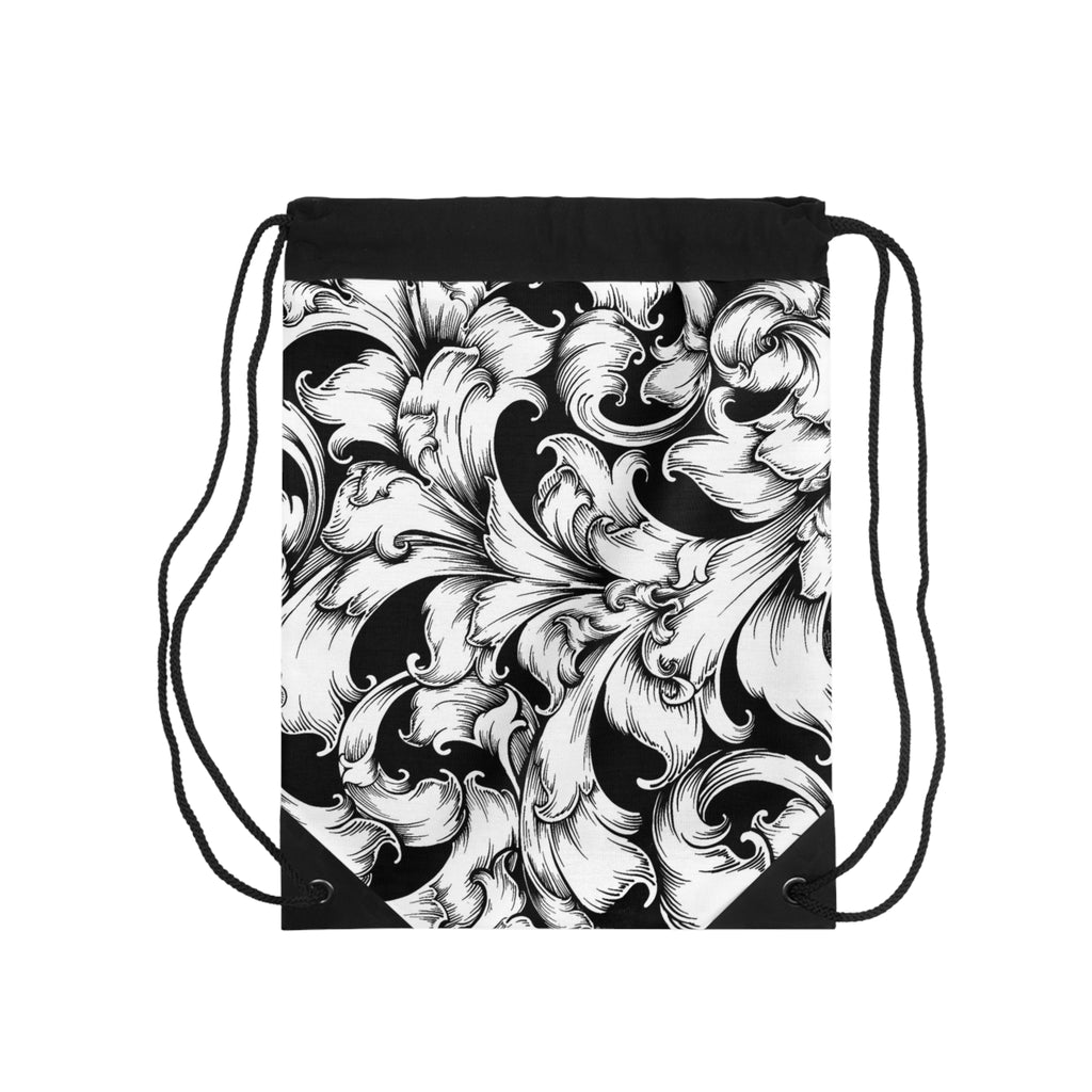 Elegant Floral Drawstring Bag, Stylish Gym Sack, Unique Tote for Gym, Travel, or Beach, Perfect Gift for Fashion Lovers