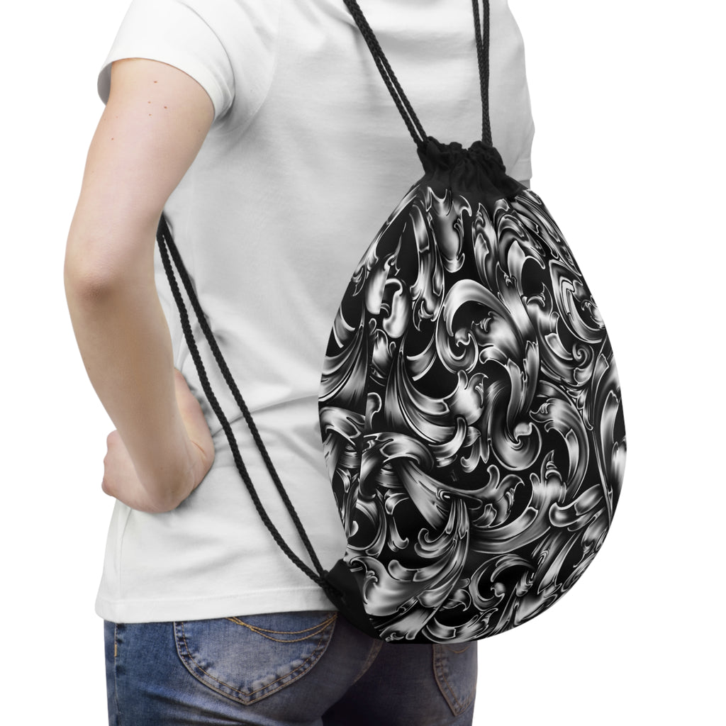 Elegant Swirl Drawstring Bag - Stylish Travel & Gym Accessory