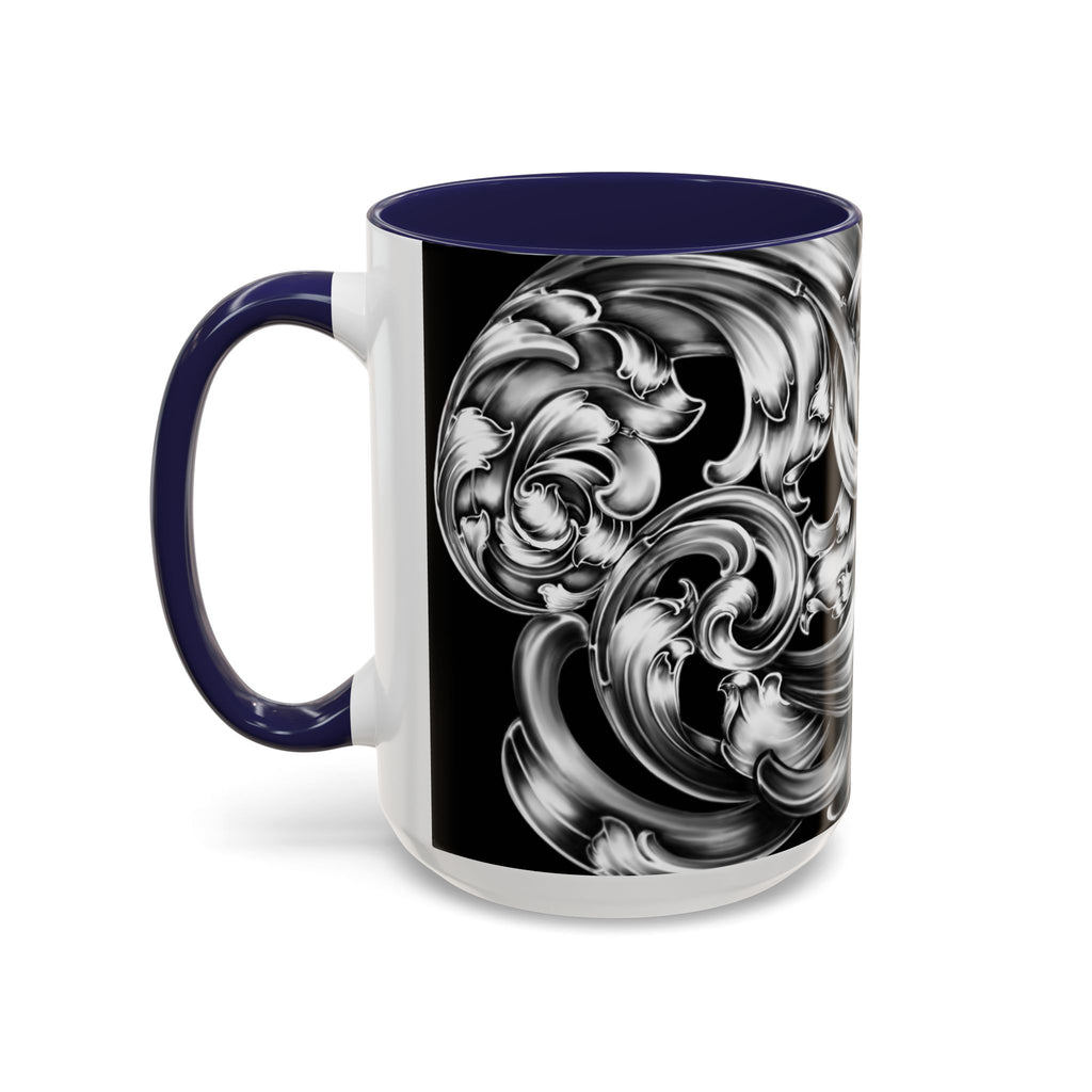 Elegant Black & Silver Accent Coffee Mug - Decorative Drinkware for Home, Office, Gift Idea, Unique Design, Coffee Lover's Mug