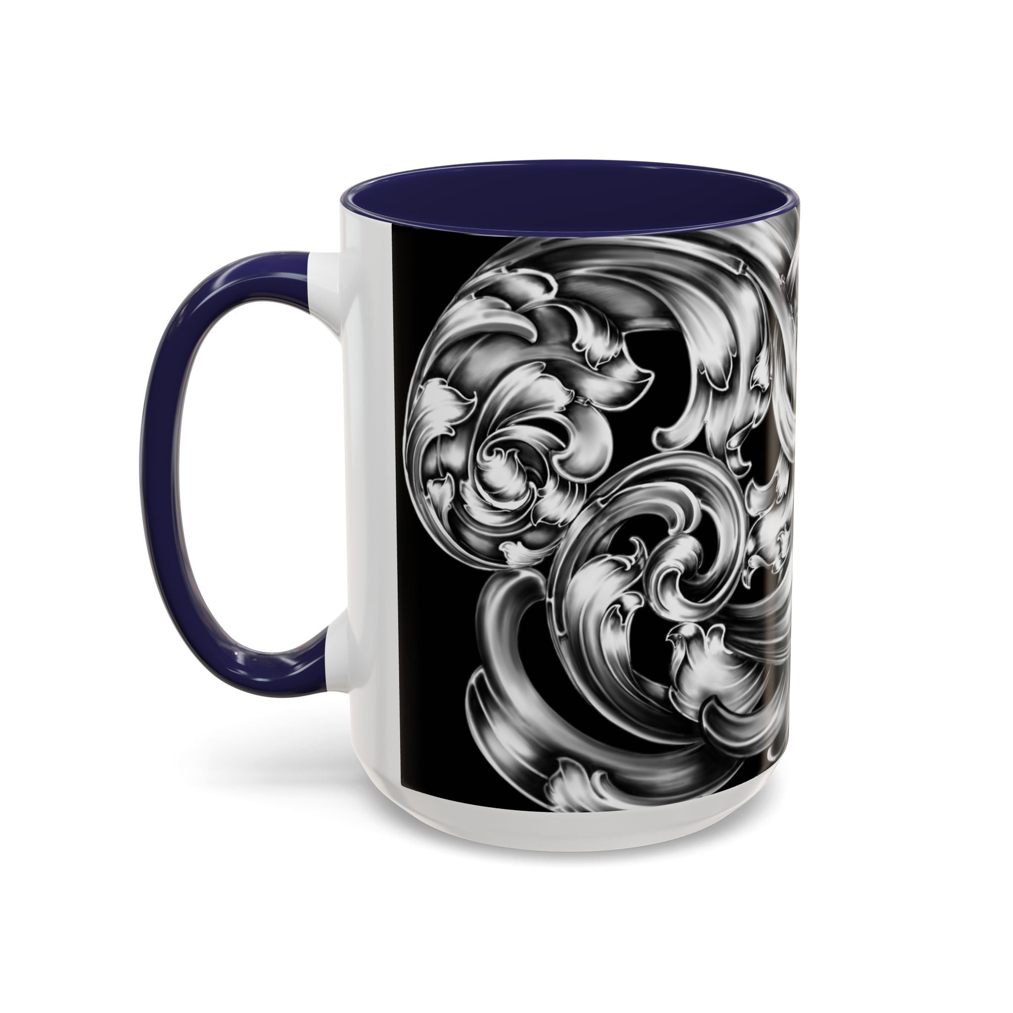 Elegant Black & Silver Accent Coffee Mug - Decorative Drinkware for Home, Office, Gift Idea, Unique Design, Coffee Lover's Mug