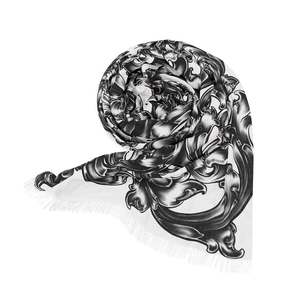 Lightweight Scarf — Black Ornamental Baroque Pattern