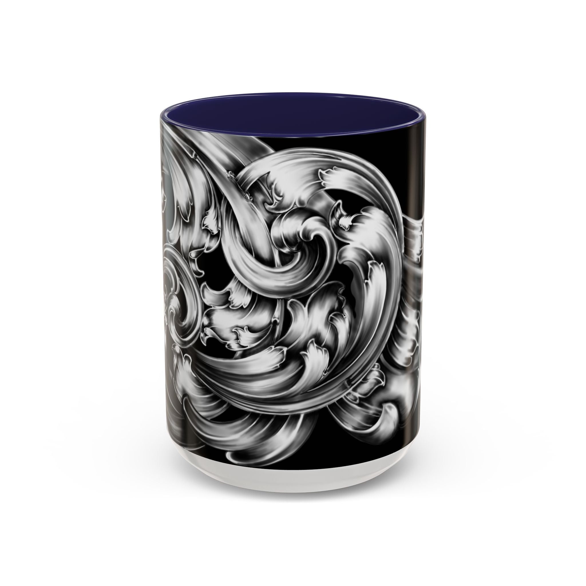 Elegant Black & Silver Accent Coffee Mug - Decorative Drinkware for Home, Office, Gift Idea, Unique Design, Coffee Lover's Mug