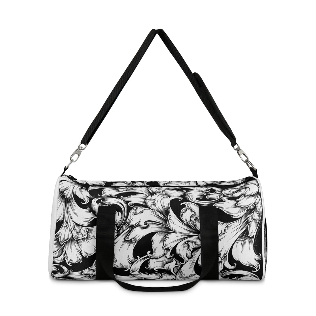 Elegant Black and White Duffel Bag, Stylish Gym Bag, Travel Holdall, Chic Sport Bag, Gift for Fitness Enthusiasts, Stylish Weekender