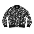 Baroque Swirl Women's Bomber Jacket — Black & Silver Ornate All-Over Print