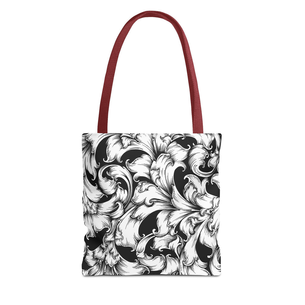 Elegant Black and White Floral Tote Bag, Stylish Shopping Bag, Eco-Friendly Gift, Weekend Bag, Fashion Accessory, Travel Tote