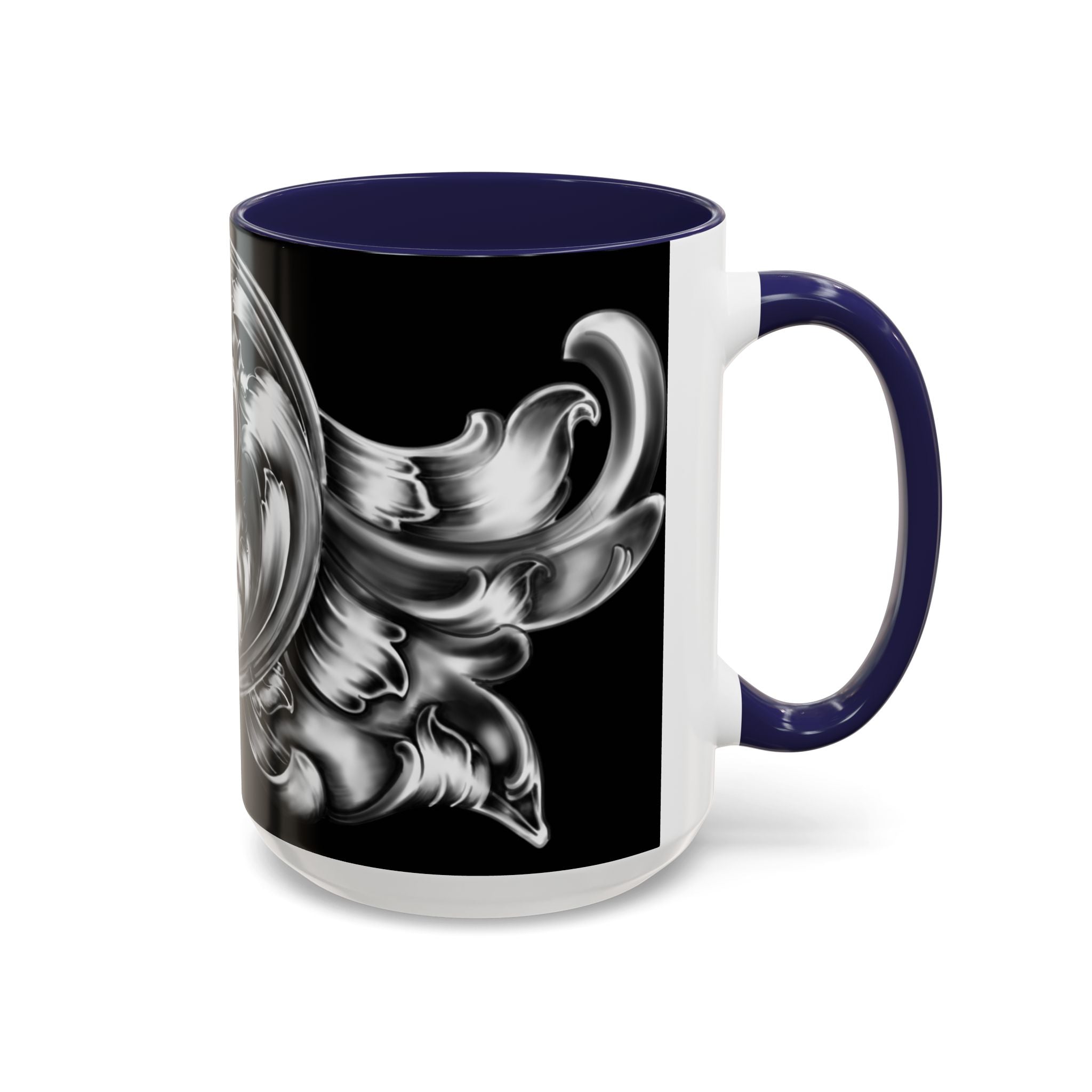 Elegant Black & Silver Accent Coffee Mug - Decorative Drinkware for Home, Office, Gift Idea, Unique Design, Coffee Lover's Mug