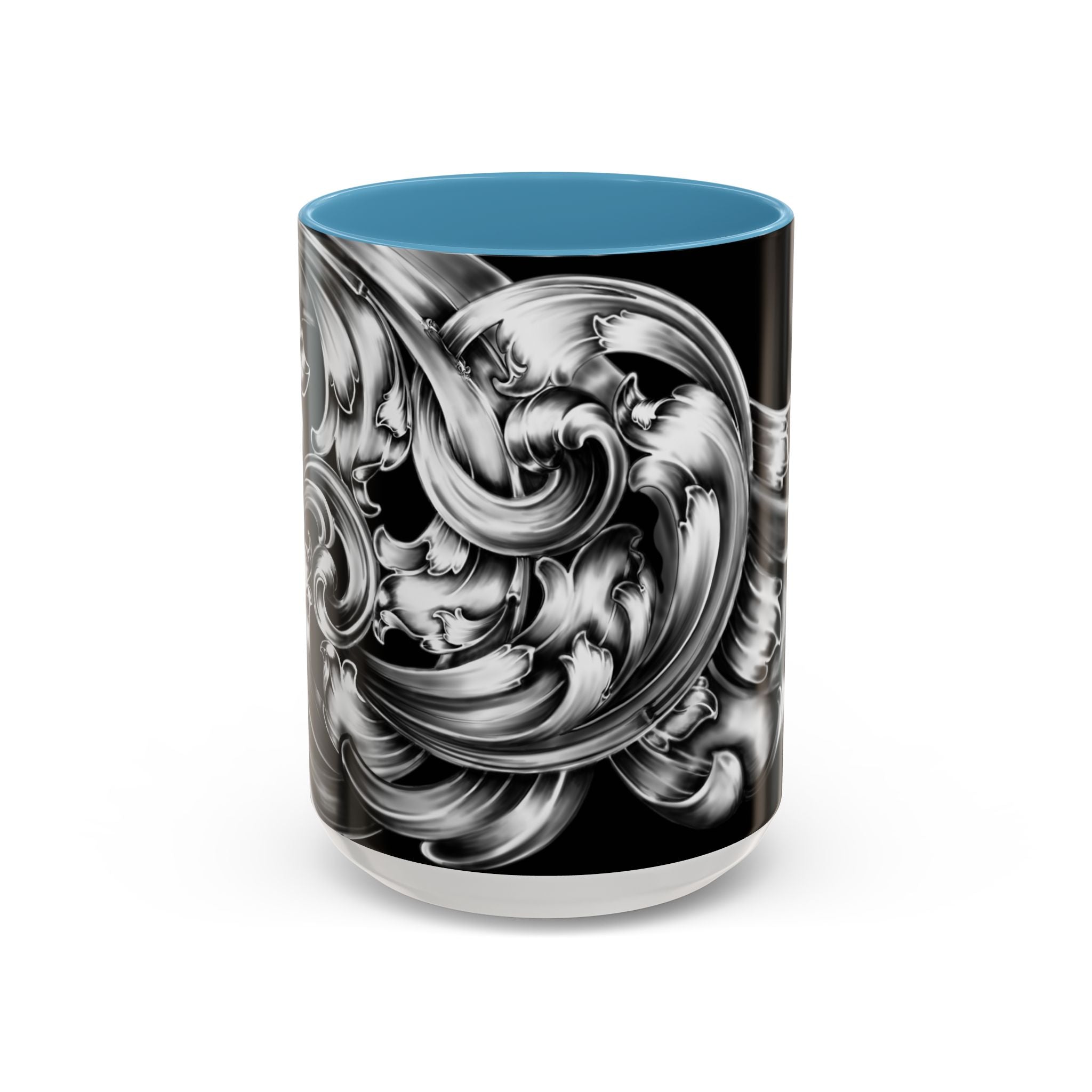 Elegant Black & Silver Accent Coffee Mug - Decorative Drinkware for Home, Office, Gift Idea, Unique Design, Coffee Lover's Mug