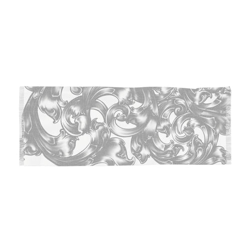 Baroque Swirl Lightweight Scarf — Black & White Ornamental Print