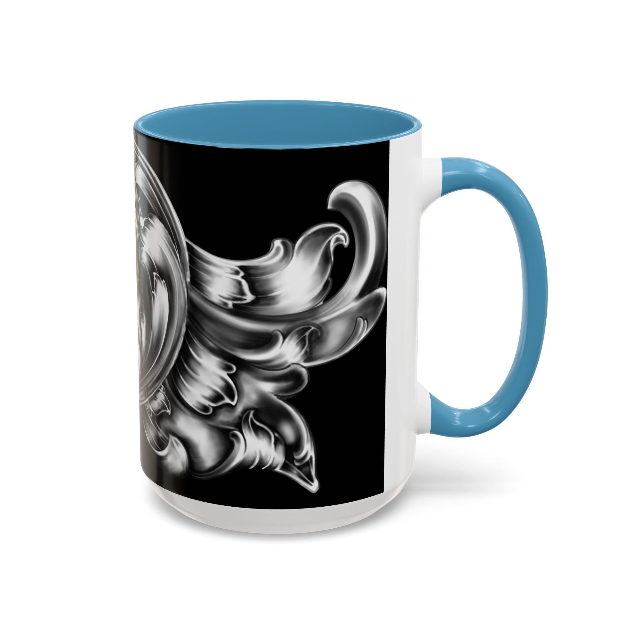 Elegant Black & Silver Accent Coffee Mug - Decorative Drinkware for Home, Office, Gift Idea, Unique Design, Coffee Lover's Mug