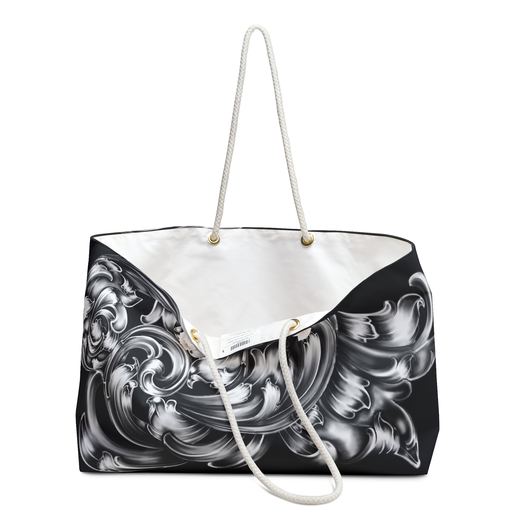 Elegant Black and Silver Weekender Bag - Perfect for Travel, Gym, Weekend Getaways, Stylish Tote, Women's Handbag