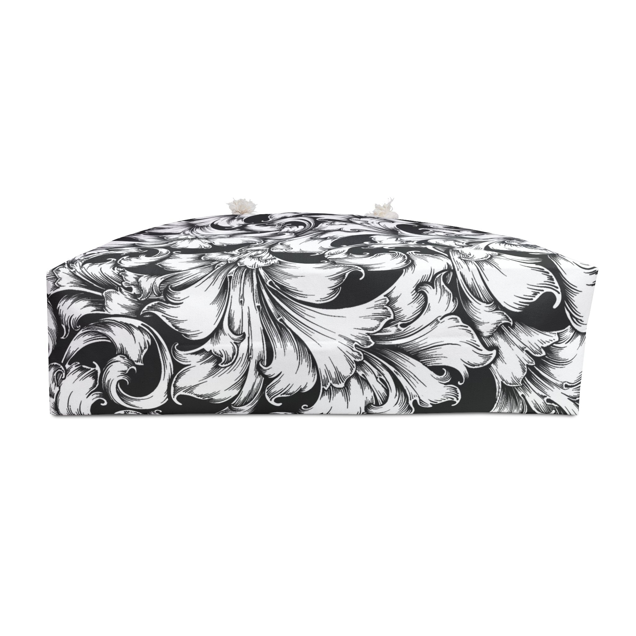 Stylish Weekender Bag for Travel, Gym, Yoga, Tote, Gym Bag, Black and White Floral Design