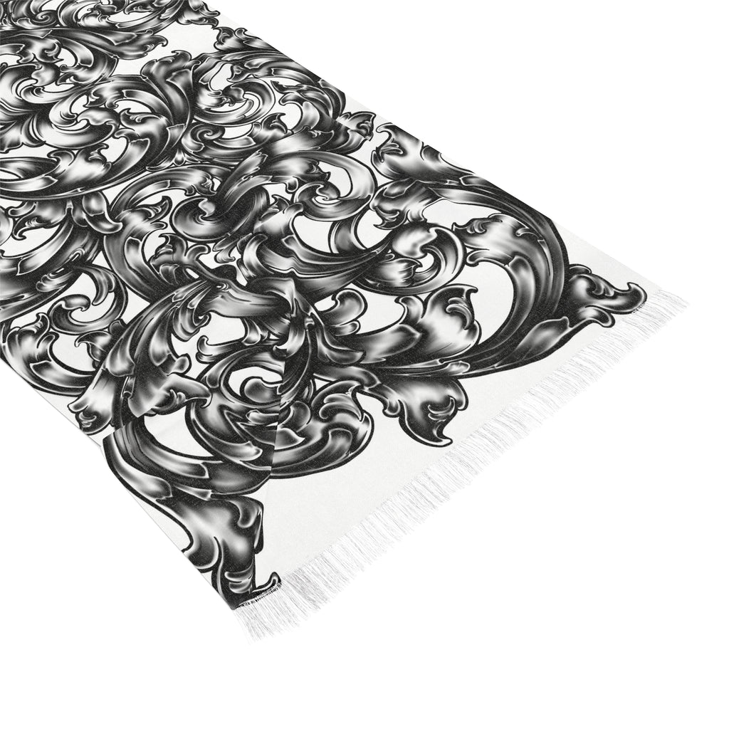 Lightweight Scarf — Black Ornamental Baroque Pattern