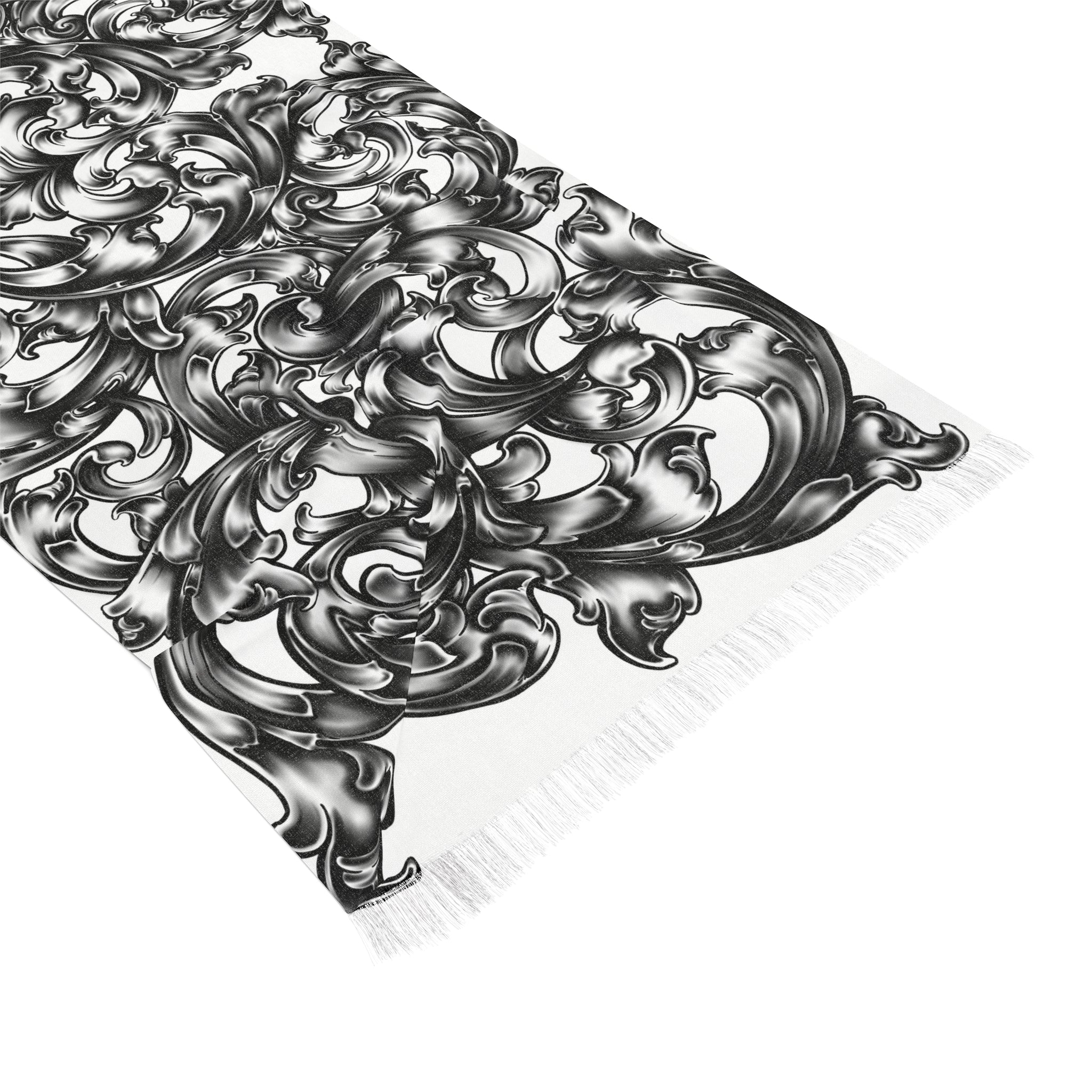 Lightweight Scarf — Black Ornamental Baroque Pattern