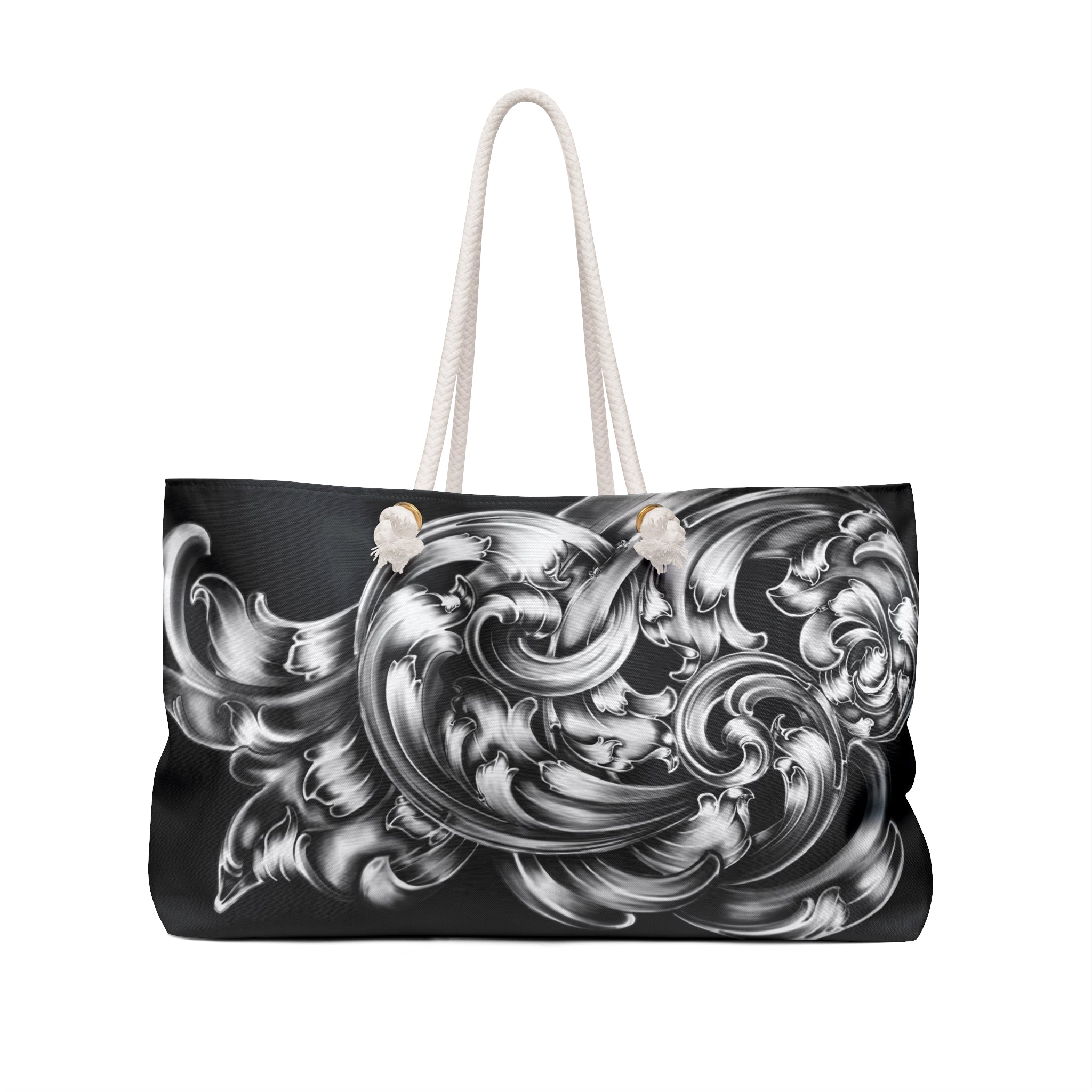 Elegant Black and Silver Weekender Bag - Perfect for Travel, Gym, Weekend Getaways, Stylish Tote, Women's Handbag
