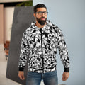 Chic Black and White Floral Zip Hoodie, Stylish Zip-Up Hoodie, Unisex Zip Hoodie, Casual Wear, Gift for Her, Fashion Hoodie