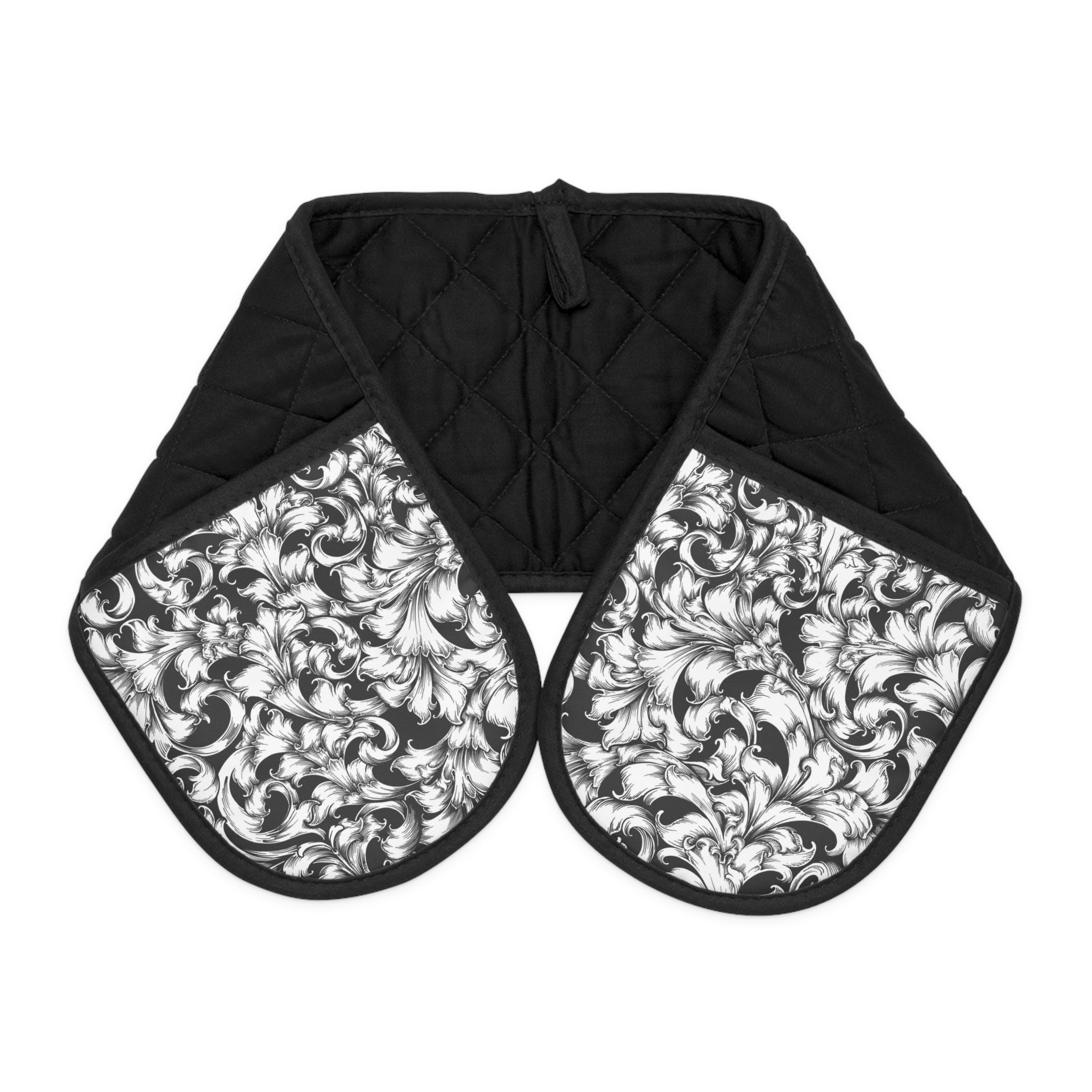 Elegant Black Oven Mitts for Stylish Cooking, Kitchen Accessories, Heat Resistant, Gift for Home Cooks, Housewarming