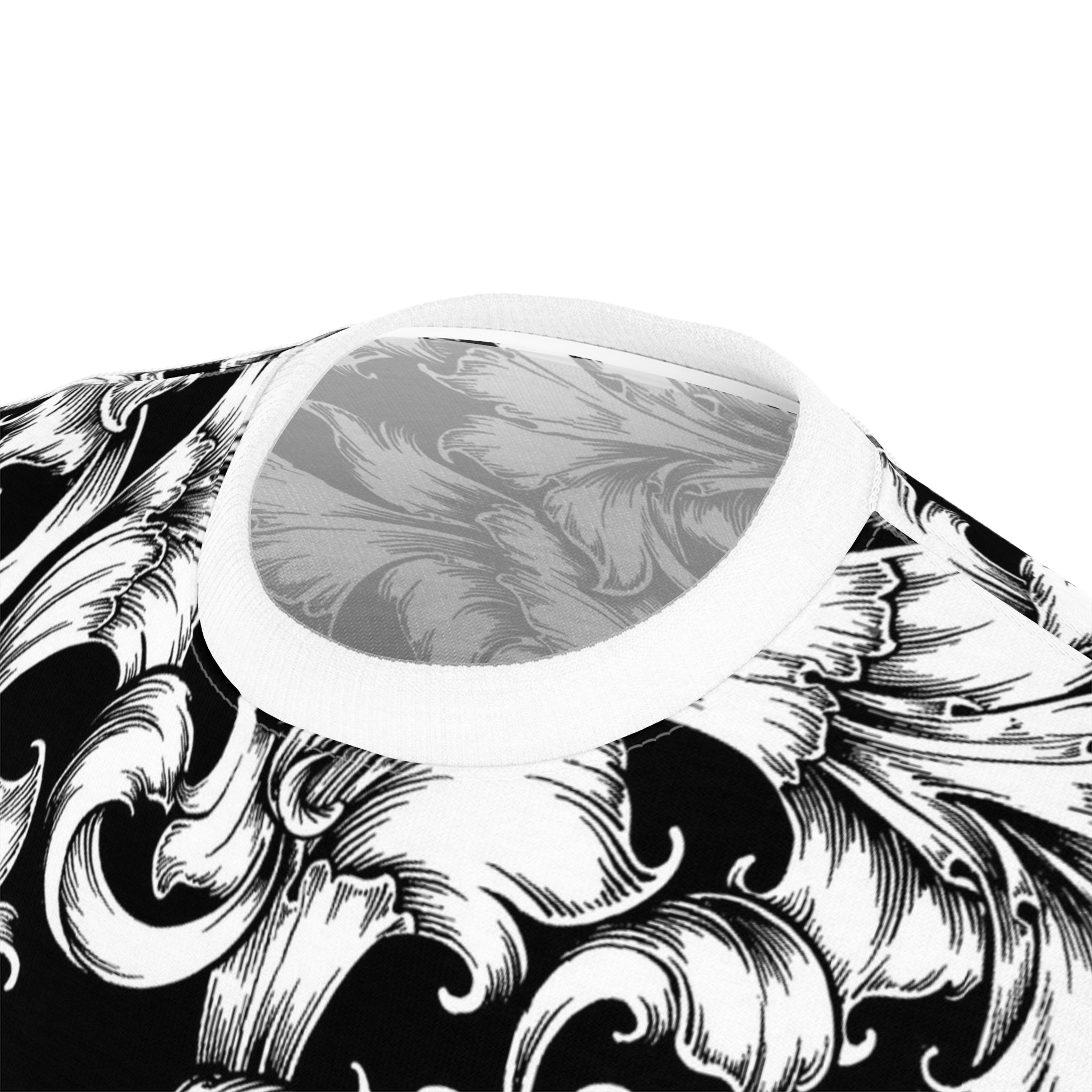 Elegant Unisex Graphic Tee, Black and White Floral Print Shirt, Trendy Casual Wear, Gift for Art Lovers, Everyday Style