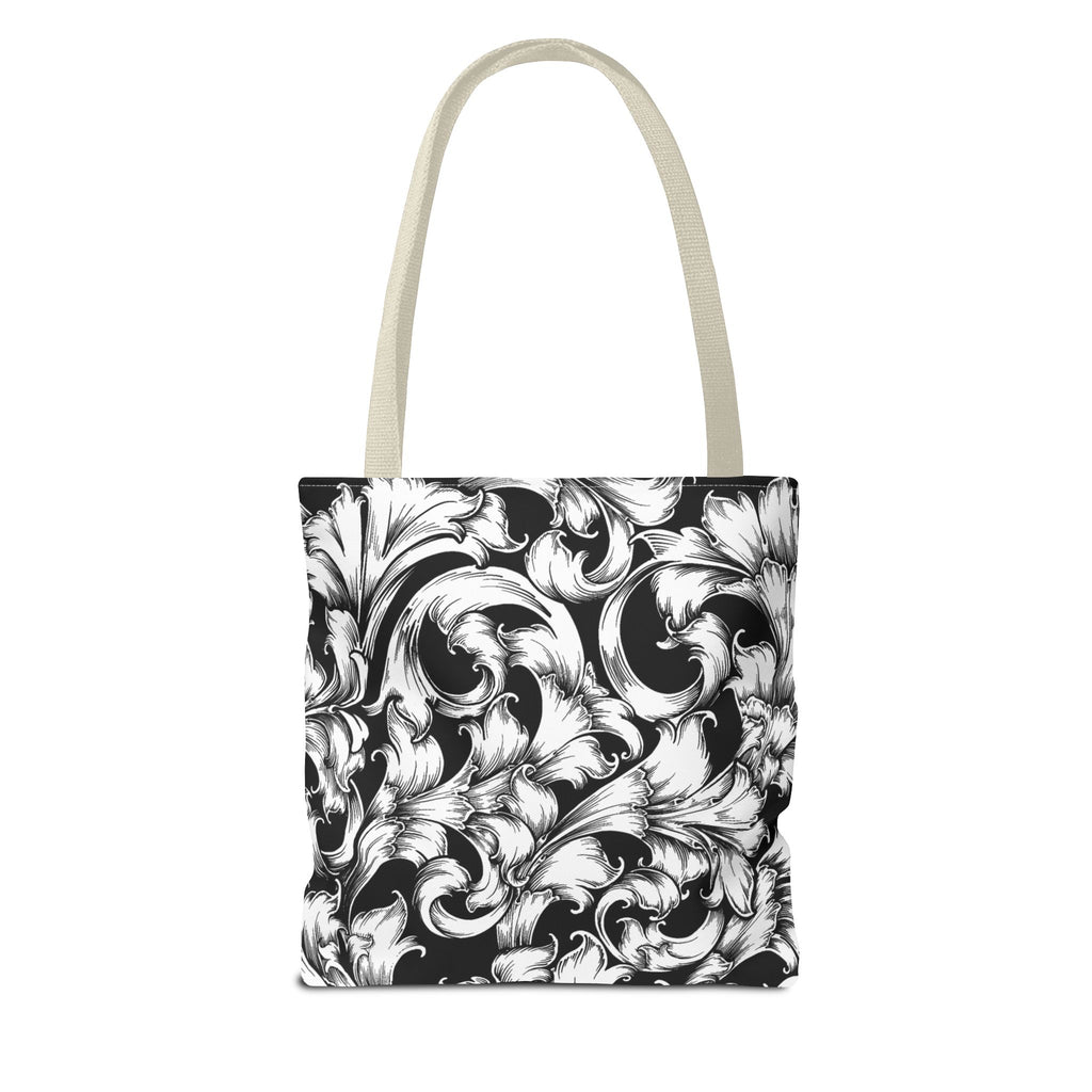 Elegant Black and White Floral Tote Bag, Stylish Shopping Bag, Eco-Friendly Gift, Weekend Bag, Fashion Accessory, Travel Tote