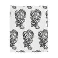 Ornate Heart Pattern Velveteen Plush Blanket — Vintage Baroque Heart Throw