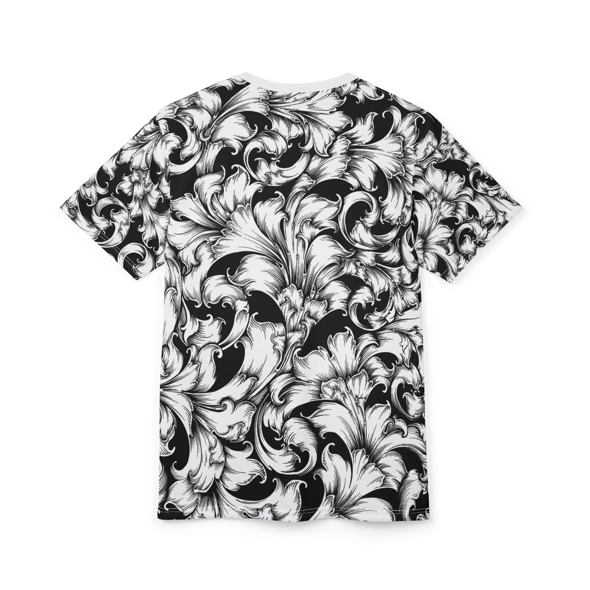 Elegant Unisex Graphic Tee, Black and White Floral Print Shirt, Trendy Casual Wear, Gift for Art Lovers, Everyday Style