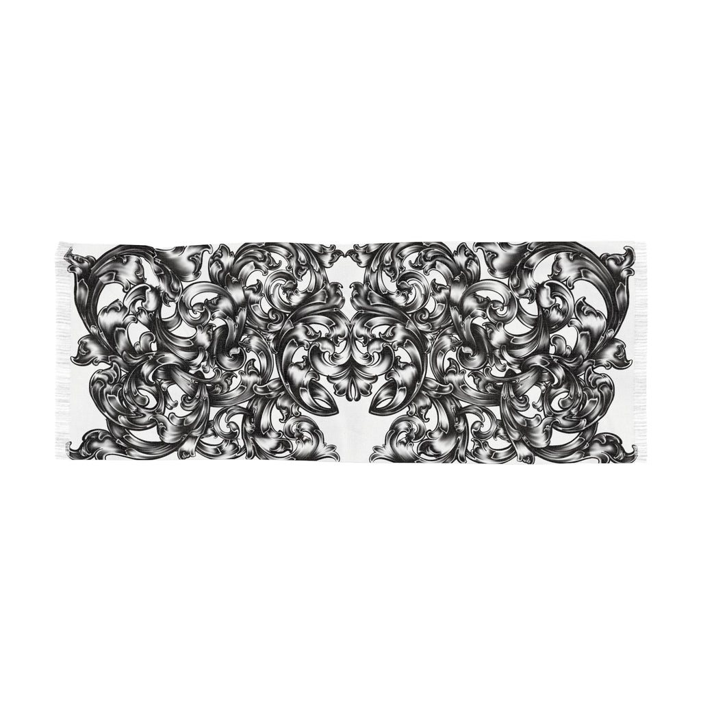Lightweight Scarf — Black Ornamental Baroque Pattern