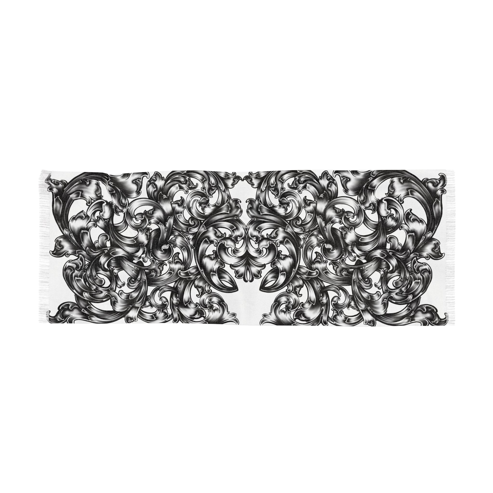 Lightweight Scarf — Black Ornamental Baroque Pattern
