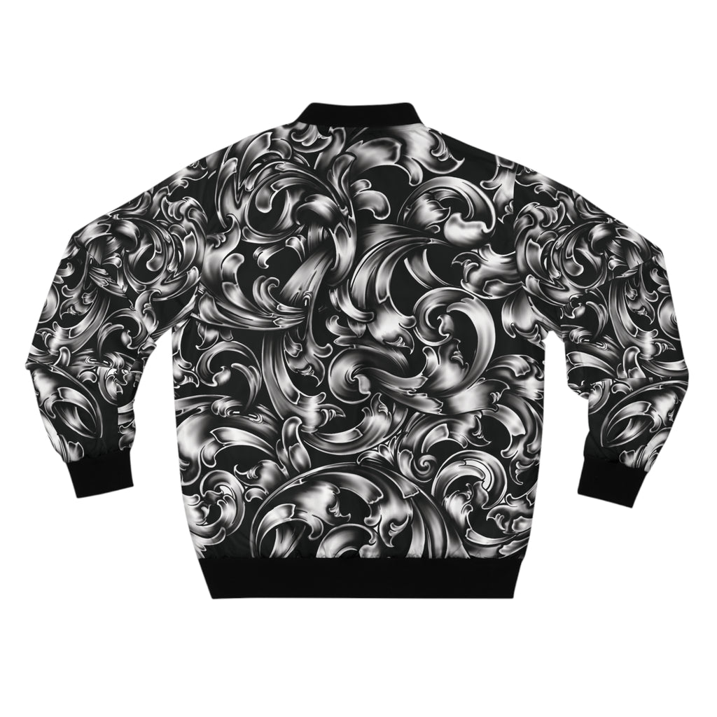 Swirling Monochrome Bomber Jacket