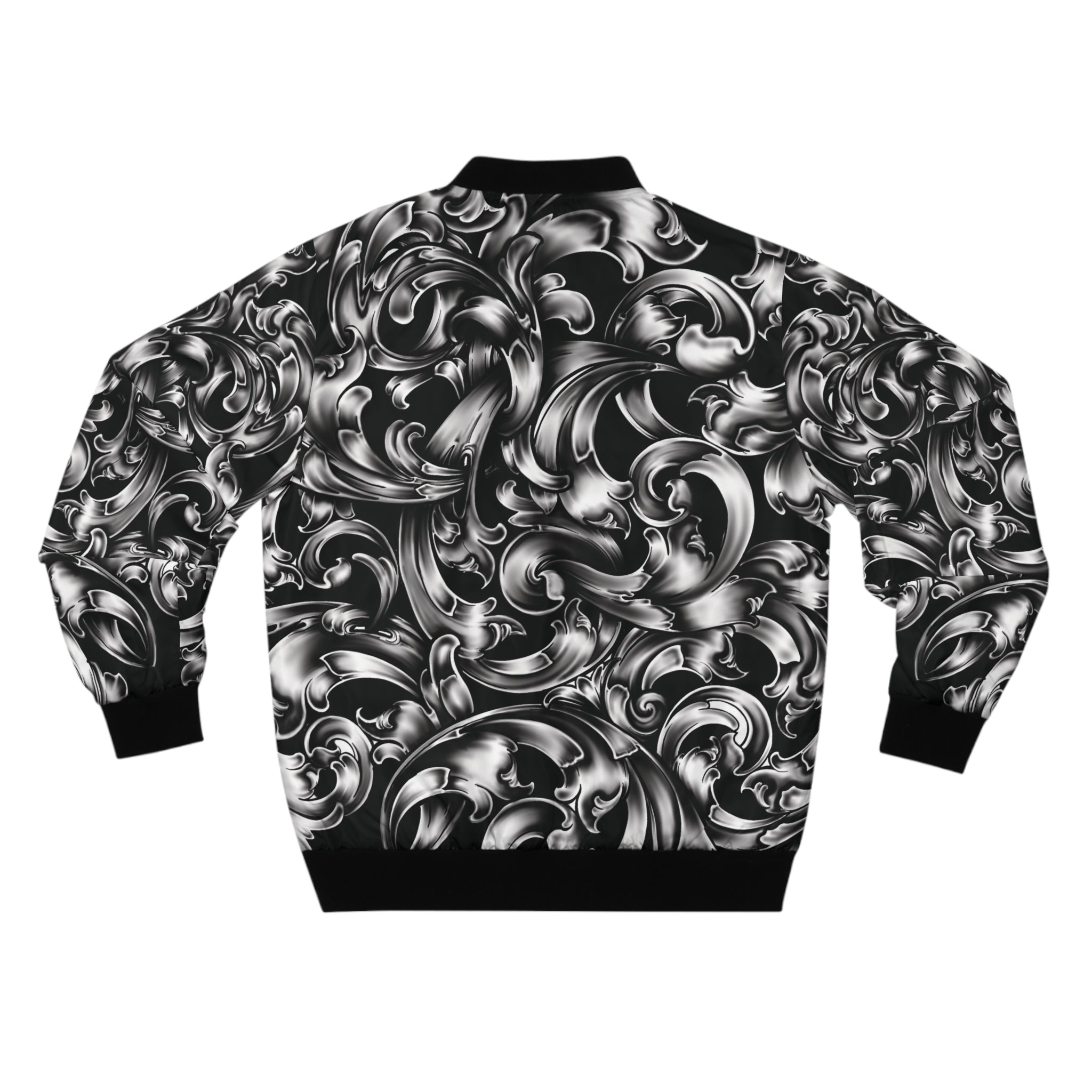Swirling Monochrome Bomber Jacket