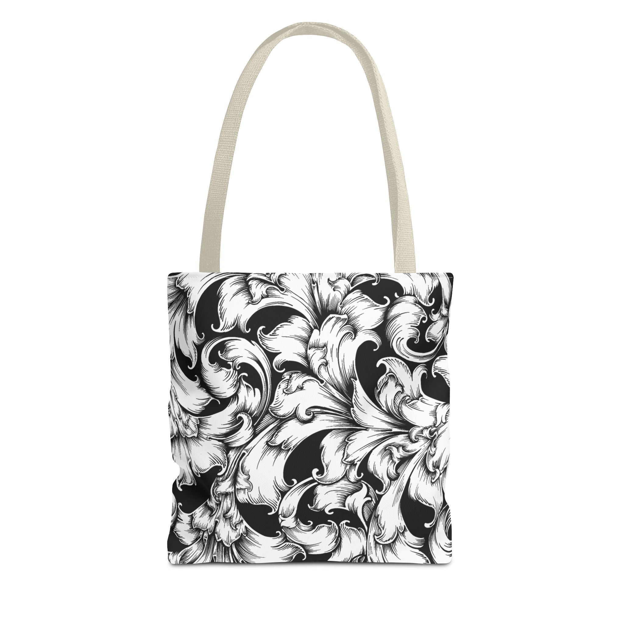 Elegant Black and White Floral Tote Bag, Stylish Shopping Bag, Eco-Friendly Gift, Weekend Bag, Fashion Accessory, Travel Tote