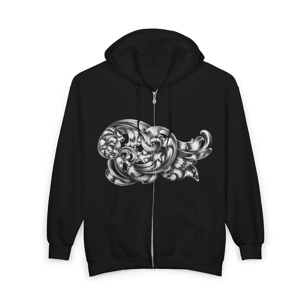 Stylish Hooded Sweatshirt with Artistic Swirl Design, Perfect for Casual Wear, Art Lovers, Unisex Zip-Up Hoody, Gifts, Streetwear