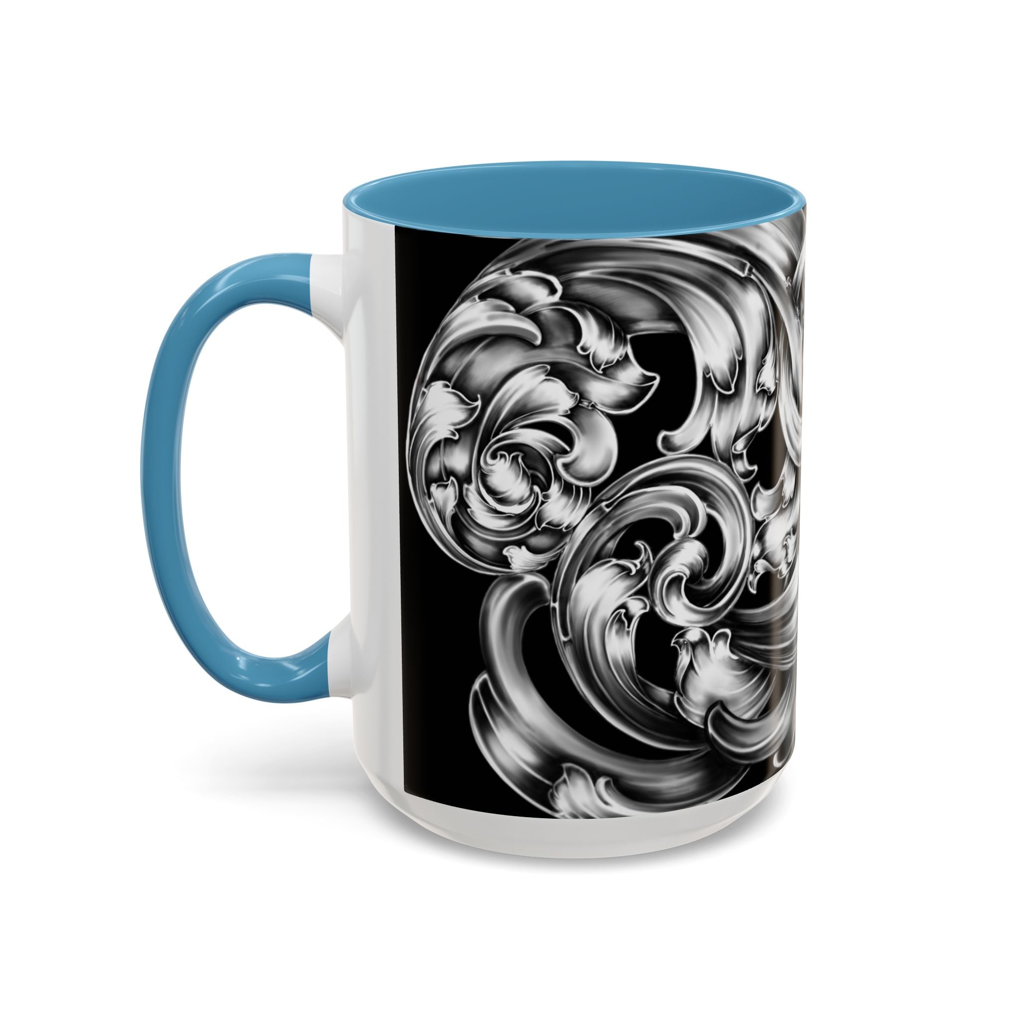 Elegant Black & Silver Accent Coffee Mug - Decorative Drinkware for Home, Office, Gift Idea, Unique Design, Coffee Lover's Mug