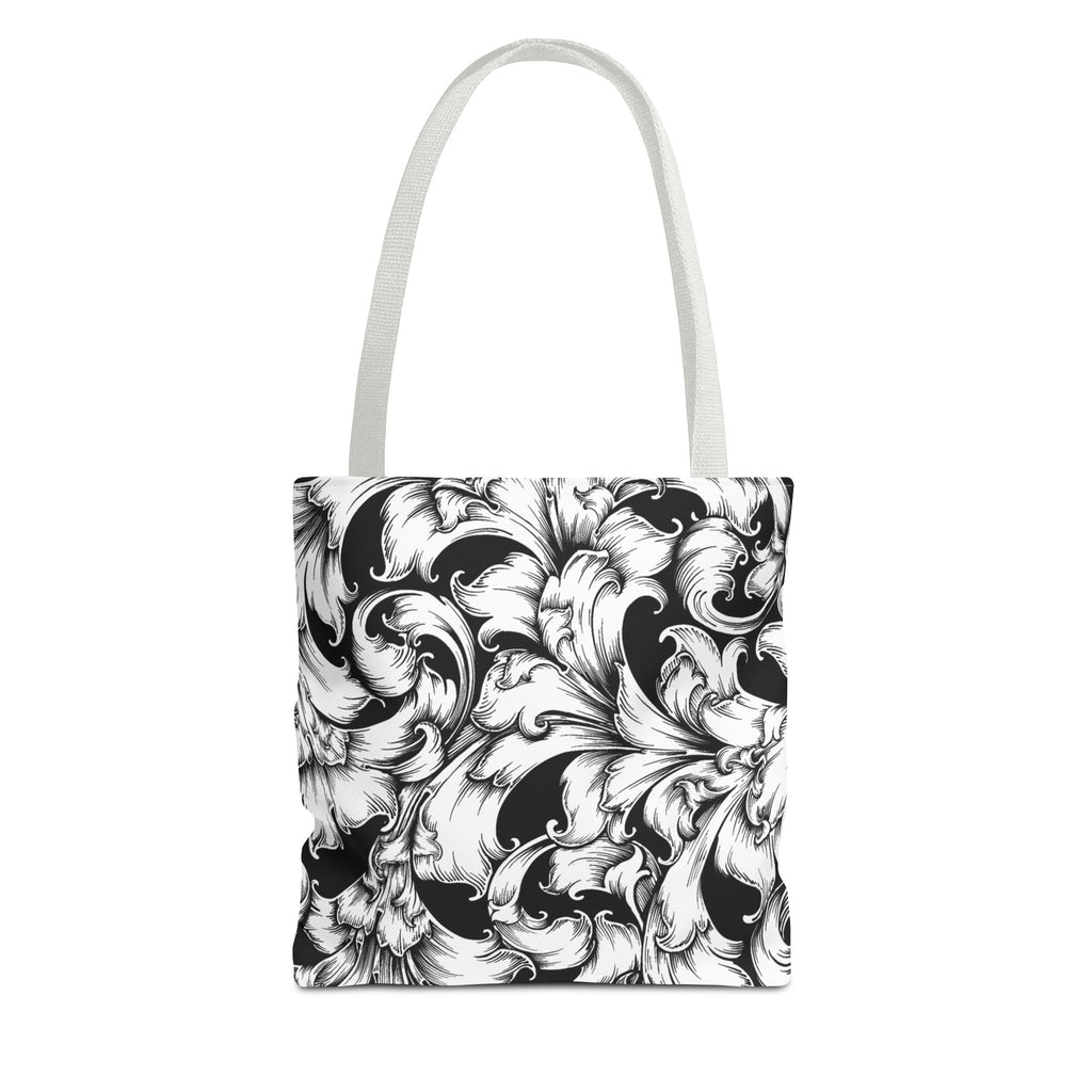 Elegant Black and White Floral Tote Bag, Stylish Shopping Bag, Eco-Friendly Gift, Weekend Bag, Fashion Accessory, Travel Tote