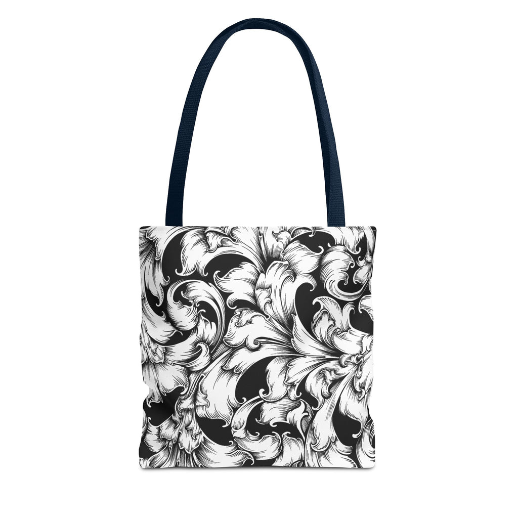 Elegant Black and White Floral Tote Bag, Stylish Shopping Bag, Eco-Friendly Gift, Weekend Bag, Fashion Accessory, Travel Tote