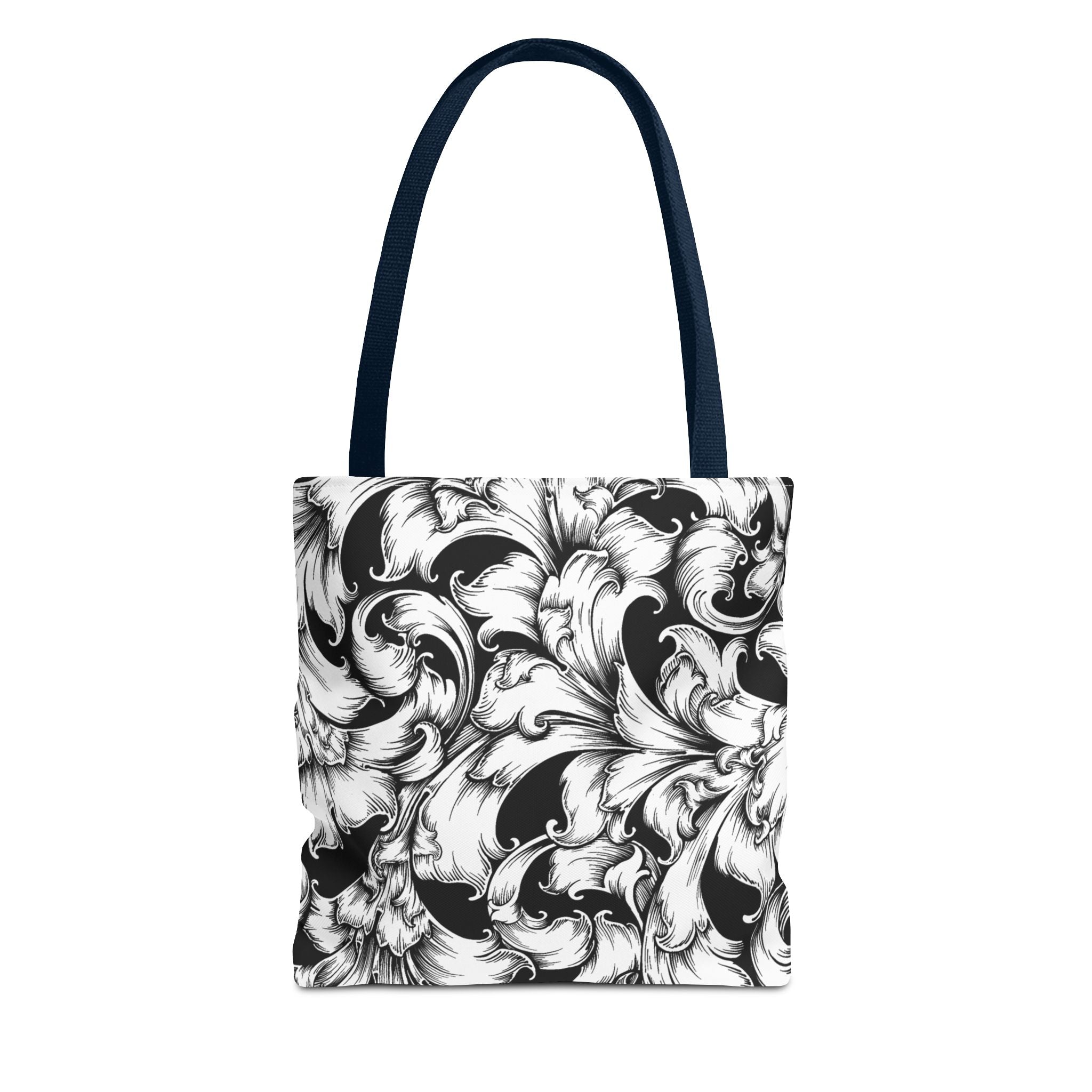 Elegant Black and White Floral Tote Bag, Stylish Shopping Bag, Eco-Friendly Gift, Weekend Bag, Fashion Accessory, Travel Tote