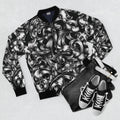 Swirling Monochrome Bomber Jacket