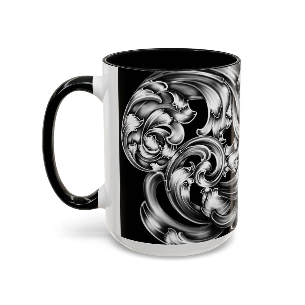 Elegant Black & Silver Accent Coffee Mug - Decorative Drinkware for Home, Office, Gift Idea, Unique Design, Coffee Lover's Mug