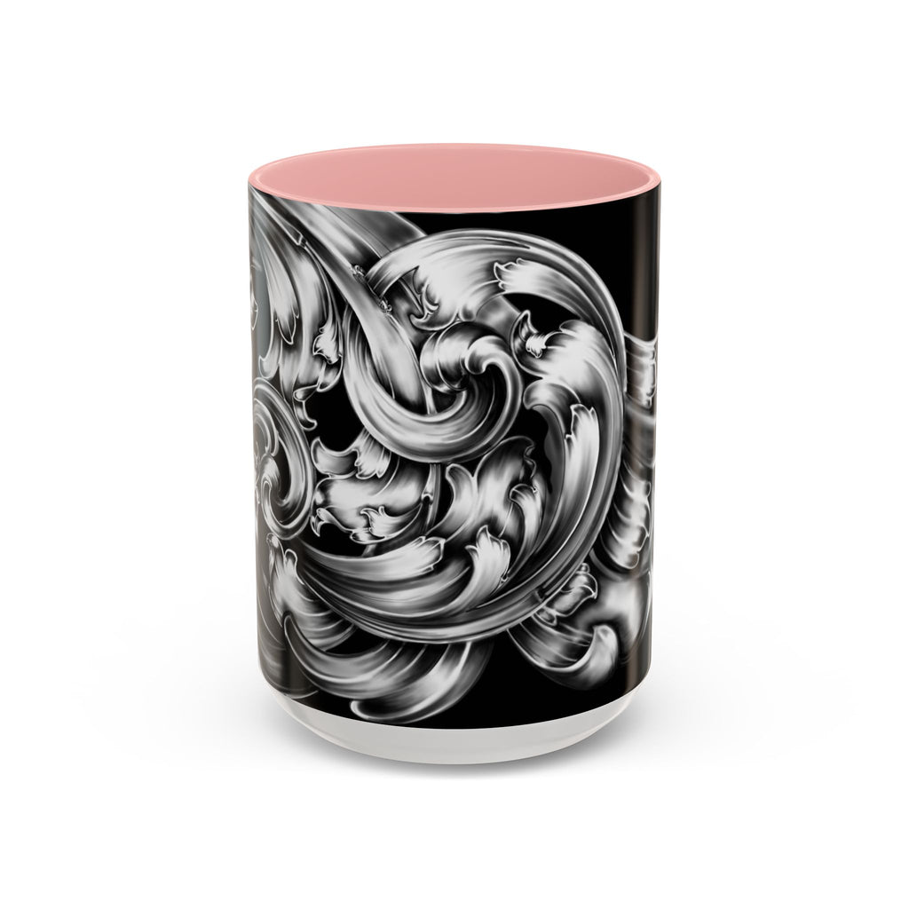 Elegant Black & Silver Accent Coffee Mug - Decorative Drinkware for Home, Office, Gift Idea, Unique Design, Coffee Lover's Mug