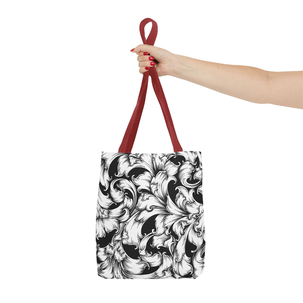 Elegant Black and White Floral Tote Bag, Stylish Shopping Bag, Eco-Friendly Gift, Weekend Bag, Fashion Accessory, Travel Tote