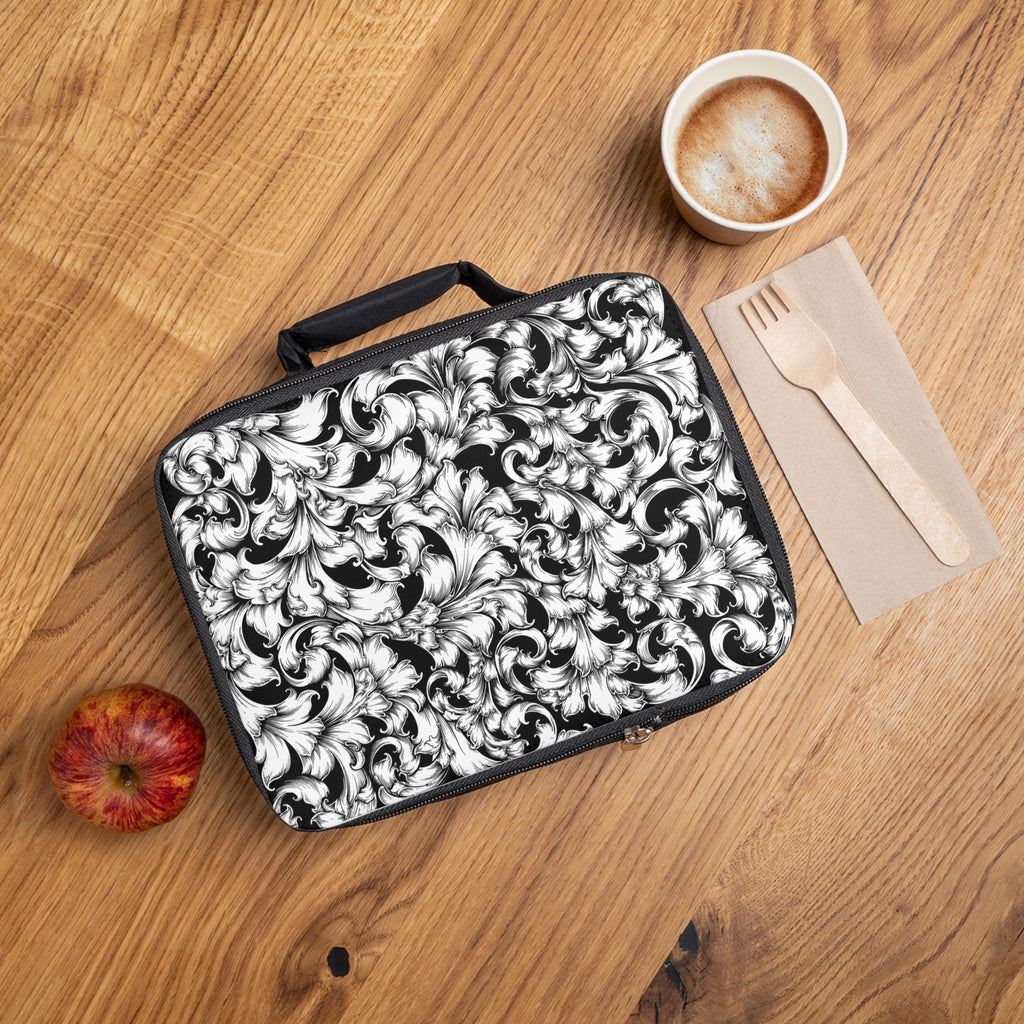 Chic Lunch Bag with Elegant Floral Design, Stylish Tote, Insulated Lunch Insulator, Perfect for Work, School, and Picnics