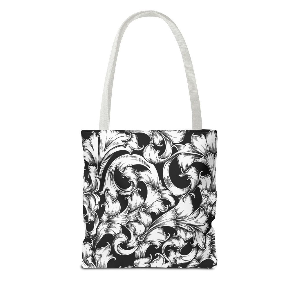 Elegant Black and White Floral Tote Bag, Stylish Shopping Bag, Eco-Friendly Gift, Weekend Bag, Fashion Accessory, Travel Tote