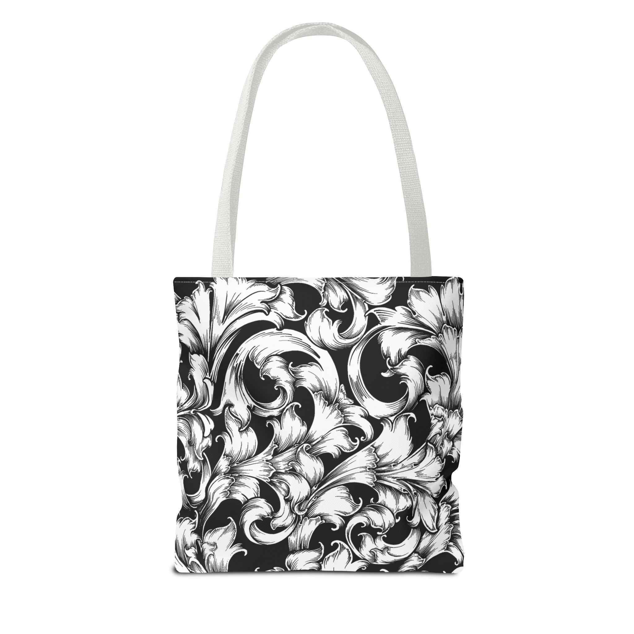 Elegant Black and White Floral Tote Bag, Stylish Shopping Bag, Eco-Friendly Gift, Weekend Bag, Fashion Accessory, Travel Tote